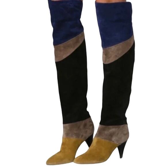 Loeffler Randall Color Block Over The Knee Suede Boots Size 8.5 - Picture 1 of 10